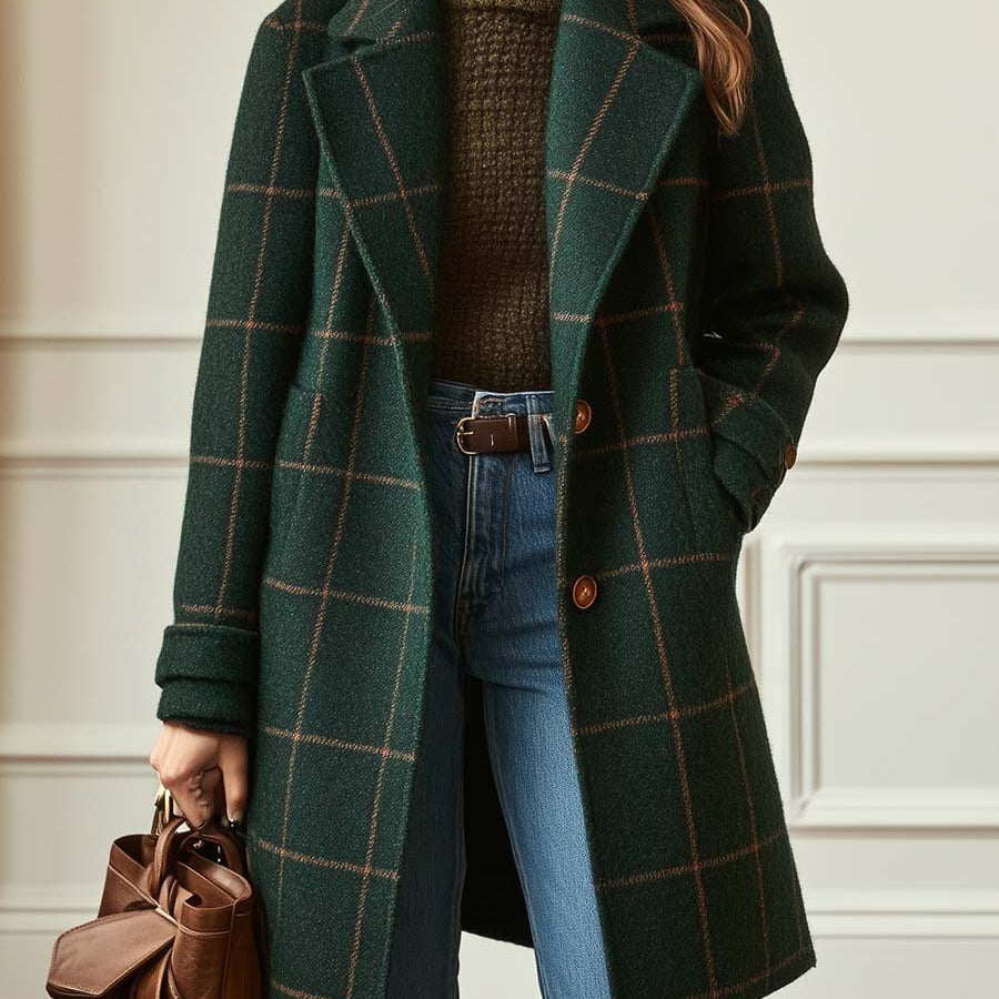 Florencia™ | Retro preuređeni karirani tweed kaput
